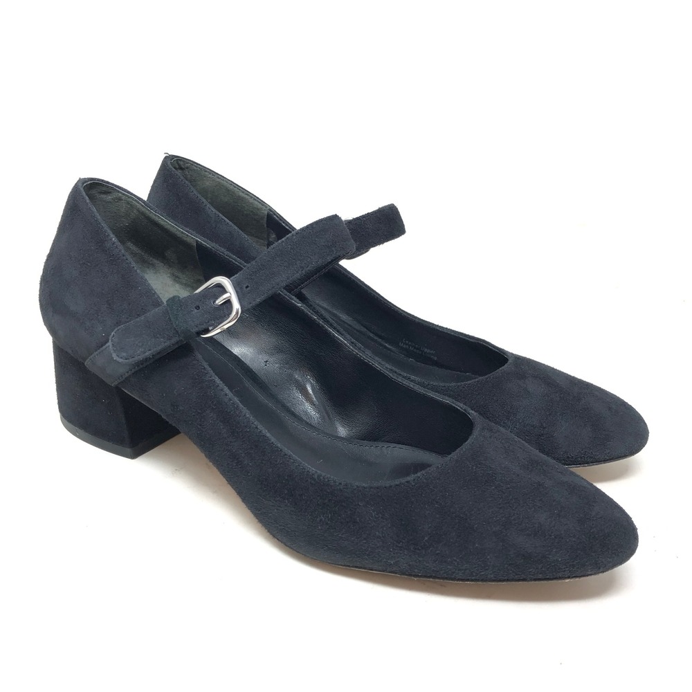 Via Spiga Womens 9 Alana Mary Jane Pump Black Suede Blockโ Heel